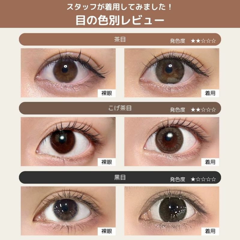  トパーズ(TOPARDS) カラコン - 指原莉乃(さっしー)  [1day] トパーズ モカリング 目の色別比較