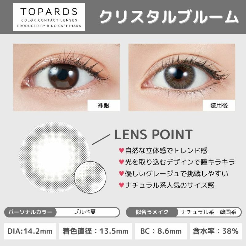 トパーズ(TOPARDS) カラコン - 指原莉乃(さっしー)  [1day] トパーズ クリスタルブルーム レンズポイント