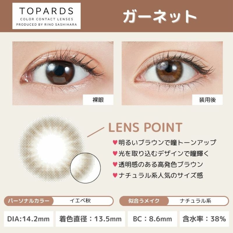 トパーズ(TOPARDS) カラコン - 指原莉乃(さっしー)  [1day] トパーズ ガーネット レンズポイント