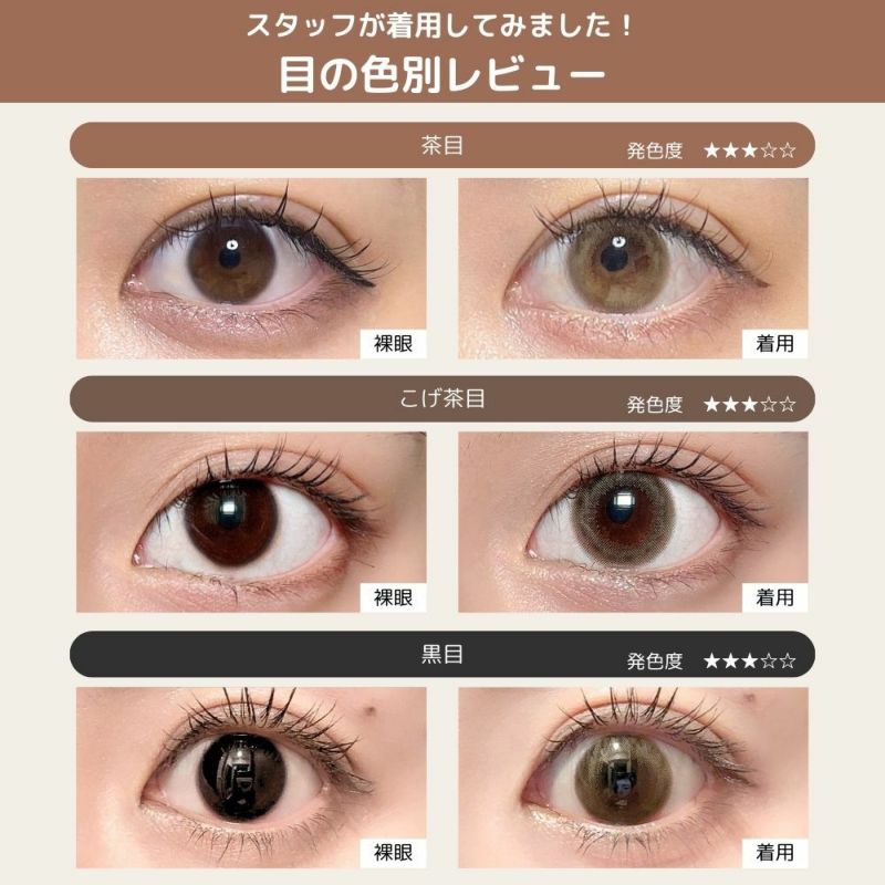 トパーズ(TOPARDS) カラコン - 指原莉乃(さっしー)  [1day] トパーズ スモーキークォーツ 目の色別比較