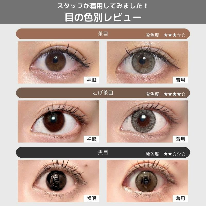  トパーズ(TOPARDS) カラコン - 指原莉乃(さっしー)  [1day] トパーズ グレージュクォーツ 目の色別比較