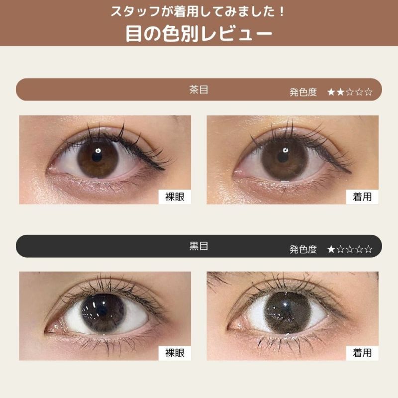 トパーズ(TOPARDS) カラコン - 指原莉乃(さっしー) [1day] トパーズ ベイビーエスプレッソ 目の色別比較