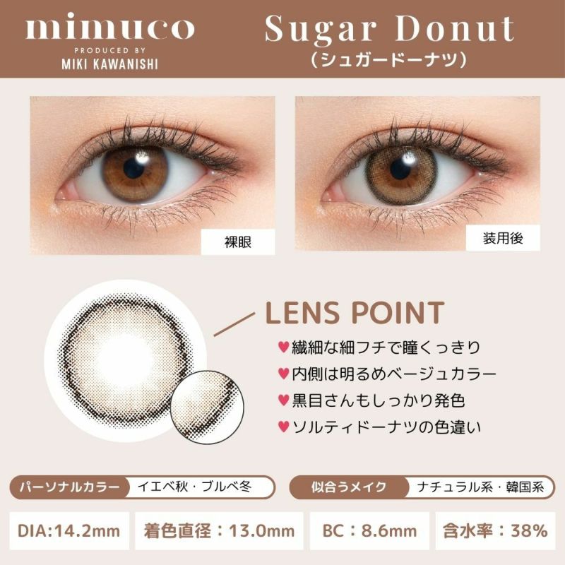 ミムコ(mimuco) カラコン - かわにしみき(みきぽん) シュガードーナツ レンズポイント画像