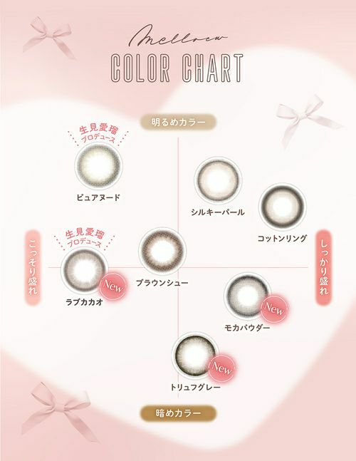 メロール(melloew) カラコン - 「めるる」こと生見愛瑠イメージモデル [1day] メロール コットンリング カラーチャート