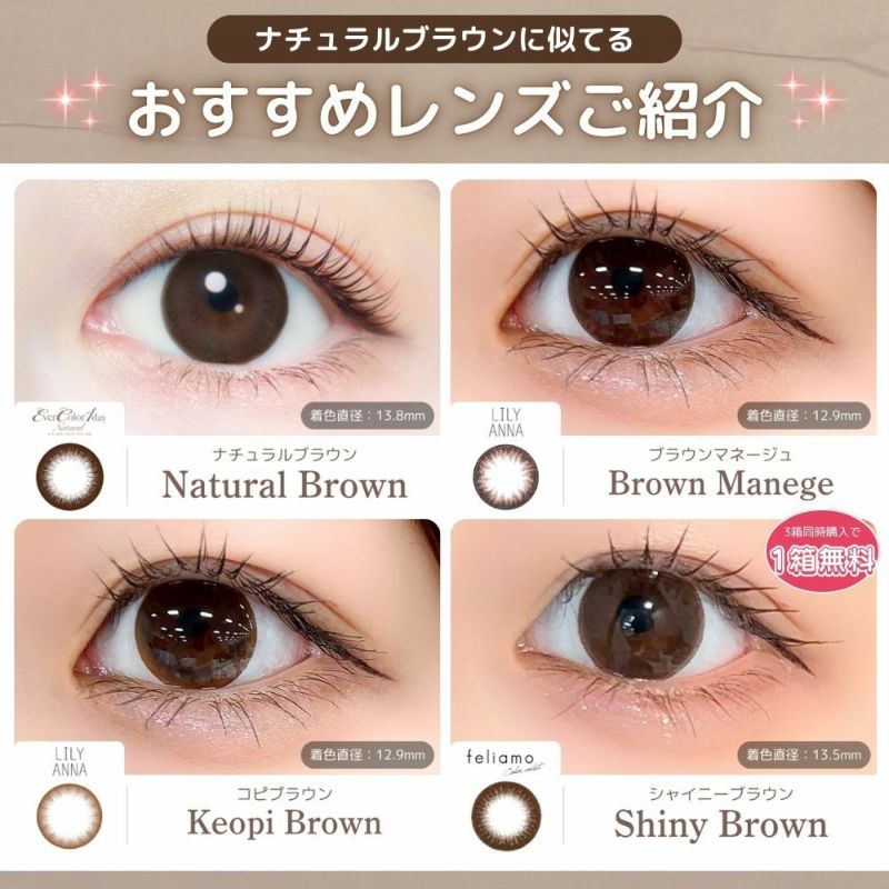  [1day] エバーカラー ワンデー ナチュラル ナチュラルブラウン　比較