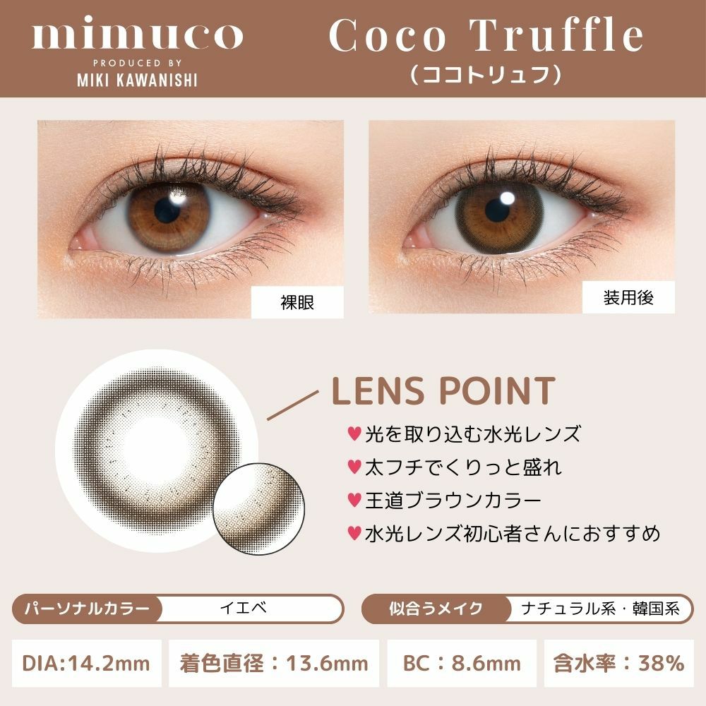 ミムコ(mimuco) カラコン - かわにしみき(みきぽん) ココトリュフ レンズポイント画像