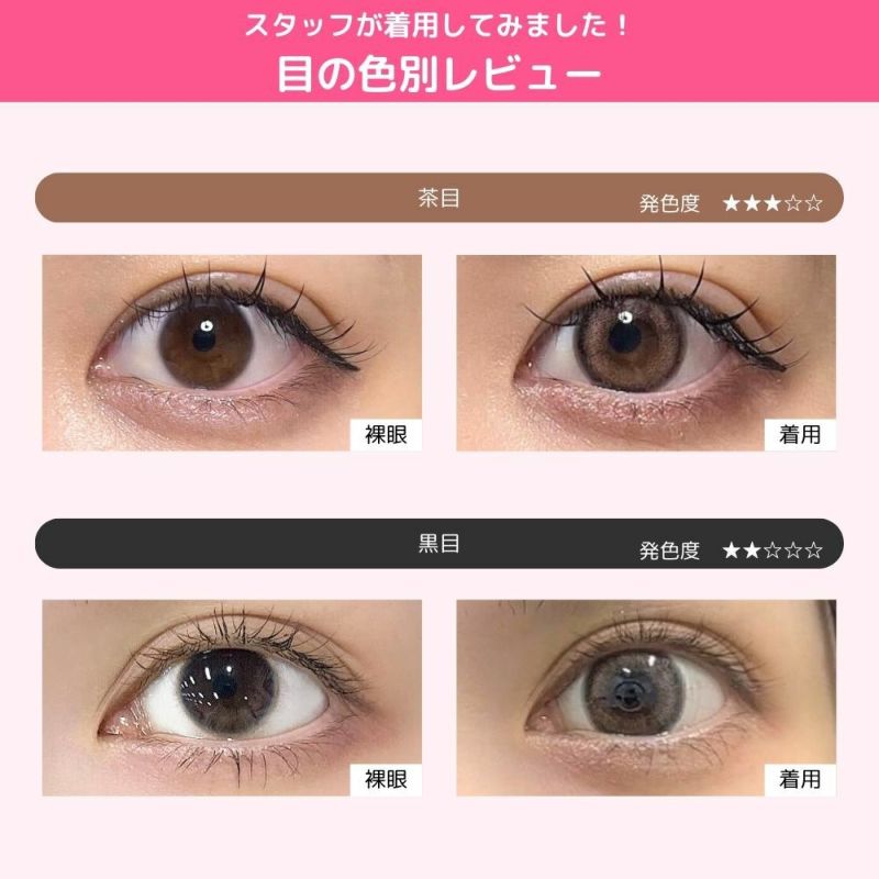 モラク マンスリー ピンクボム 目の色別着用レビュー
