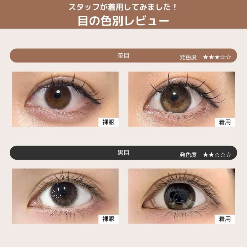 ミレディ ワンデー (melady 1day) カラコン 大谷映美里 ワンデー スターグロー 黒目茶目比較