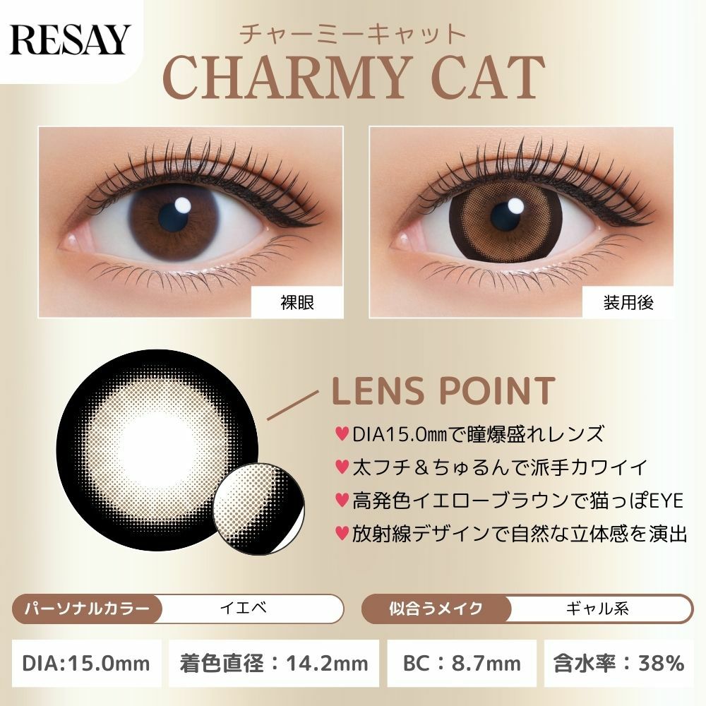  リセイ (RESAY) カラコン 田向星華（せいせい） [1day] リセイ チャーミーキャット レンズポイント