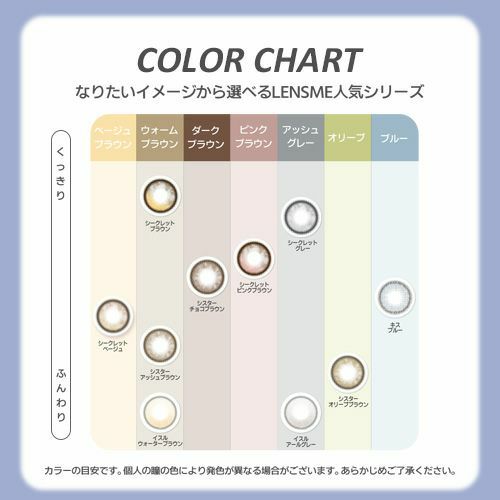 オマイオ (OMYO) カラコン [1month] オマイオ シークレットピンクブラウン カラーチャート