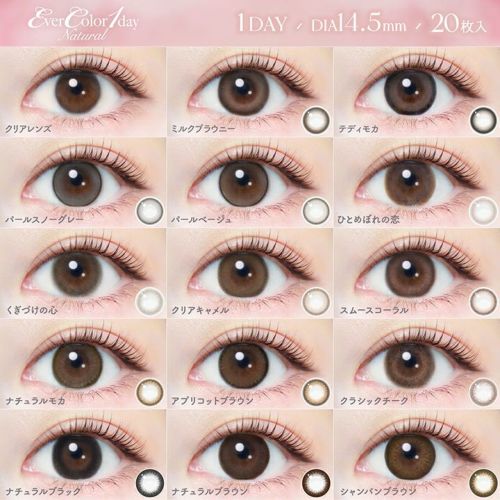 エバーカラーナチュラル[1day] エバーカラーワンデーナチュラル テディモカ　全色比較画像